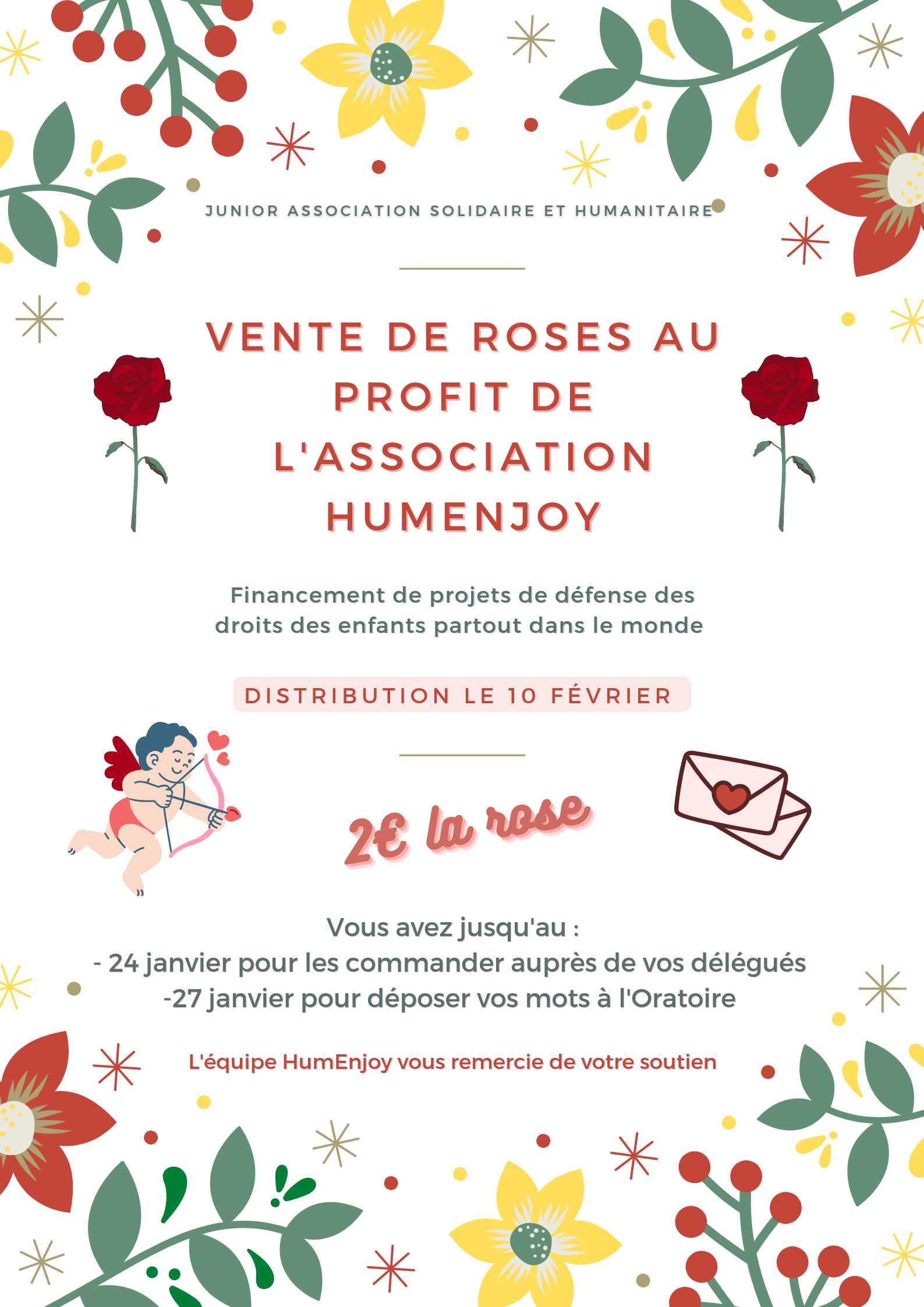 Vente de Roses au profit de l’Association HumenJoy